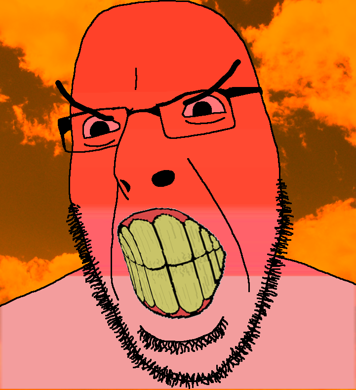 Soybooru Post 14921 Angry Clenchedteeth Glasses Irlbackground Largeeyebrows Redeyes Sky 
